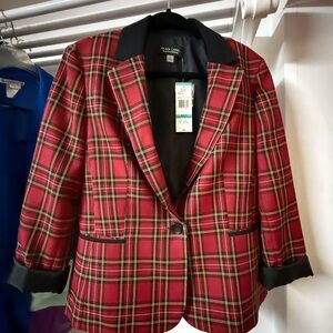 Black Label Red Plaid Blazer with Black Accents